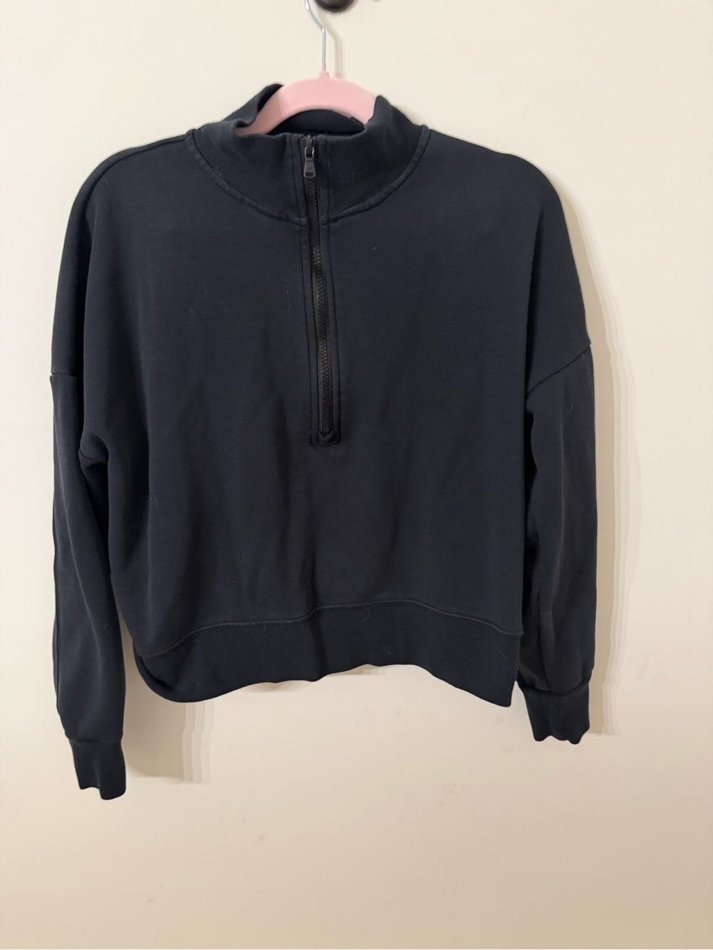 Fabletics Black Cropped Half-Zip Sweatshirt